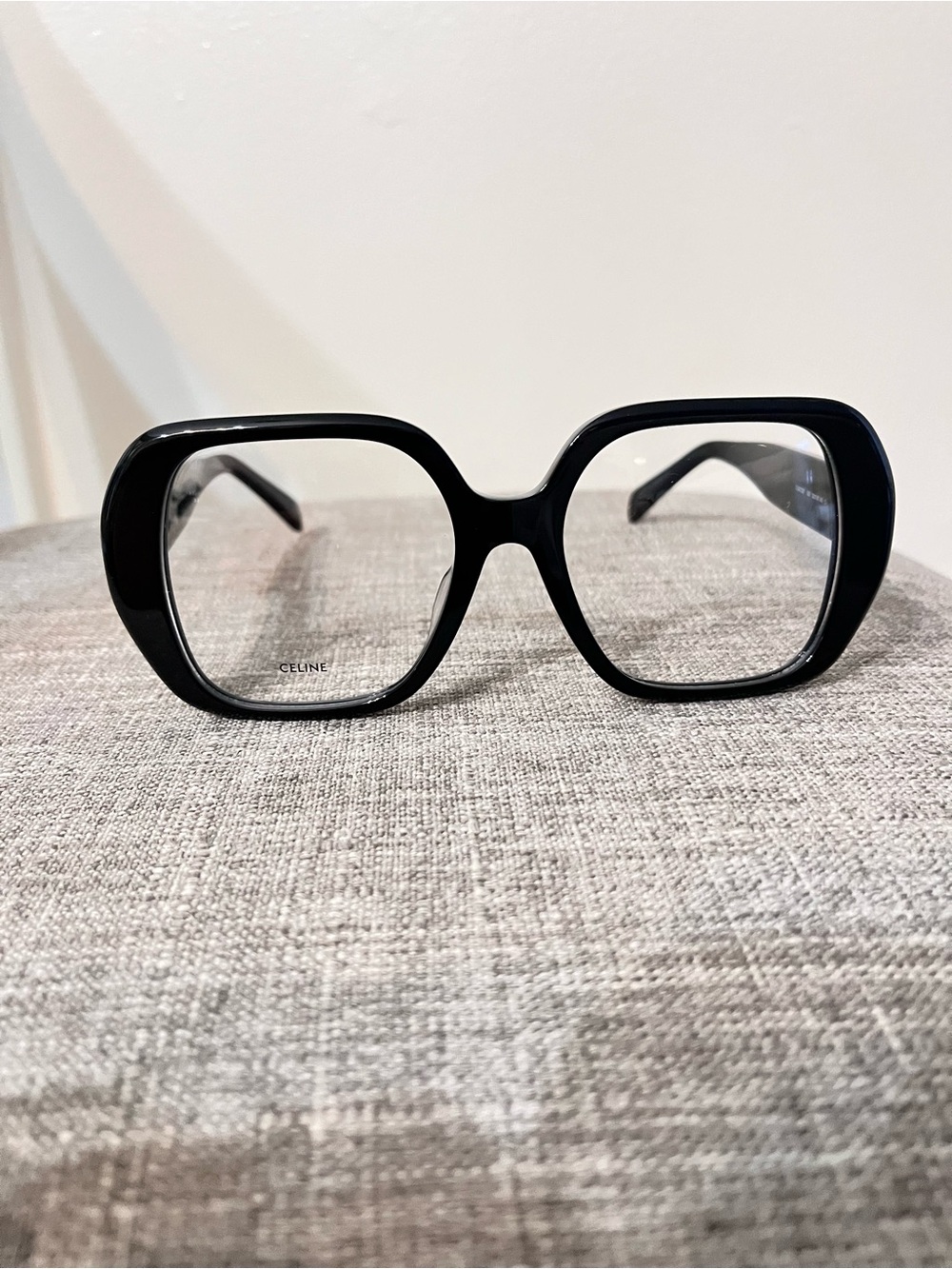 Celine Black Oversized Square Glasses with Clear Lenses